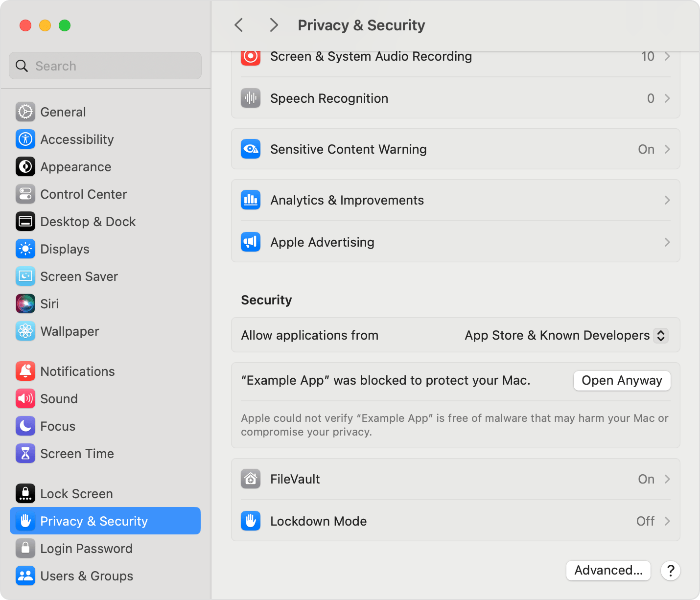 macOS Security Prompt